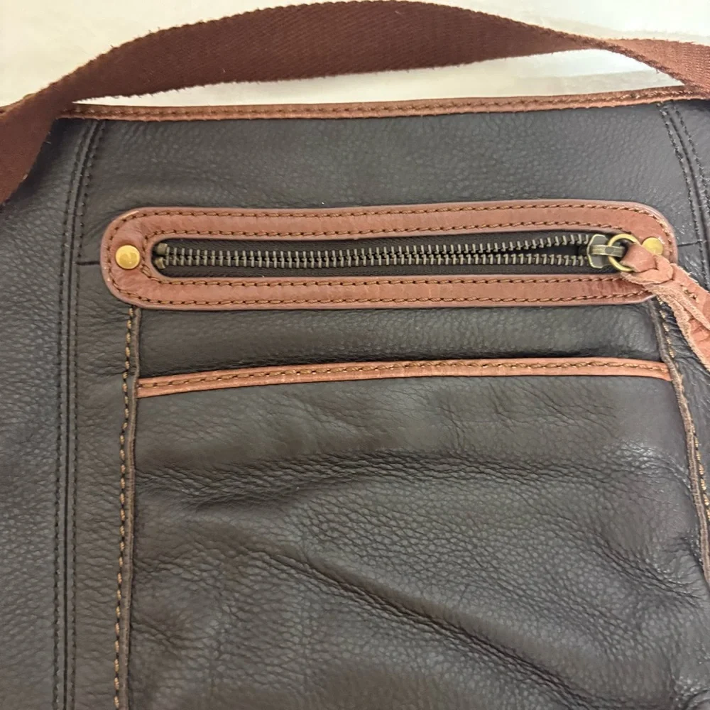 The Sak Dark Brown Leather Messenger Bag